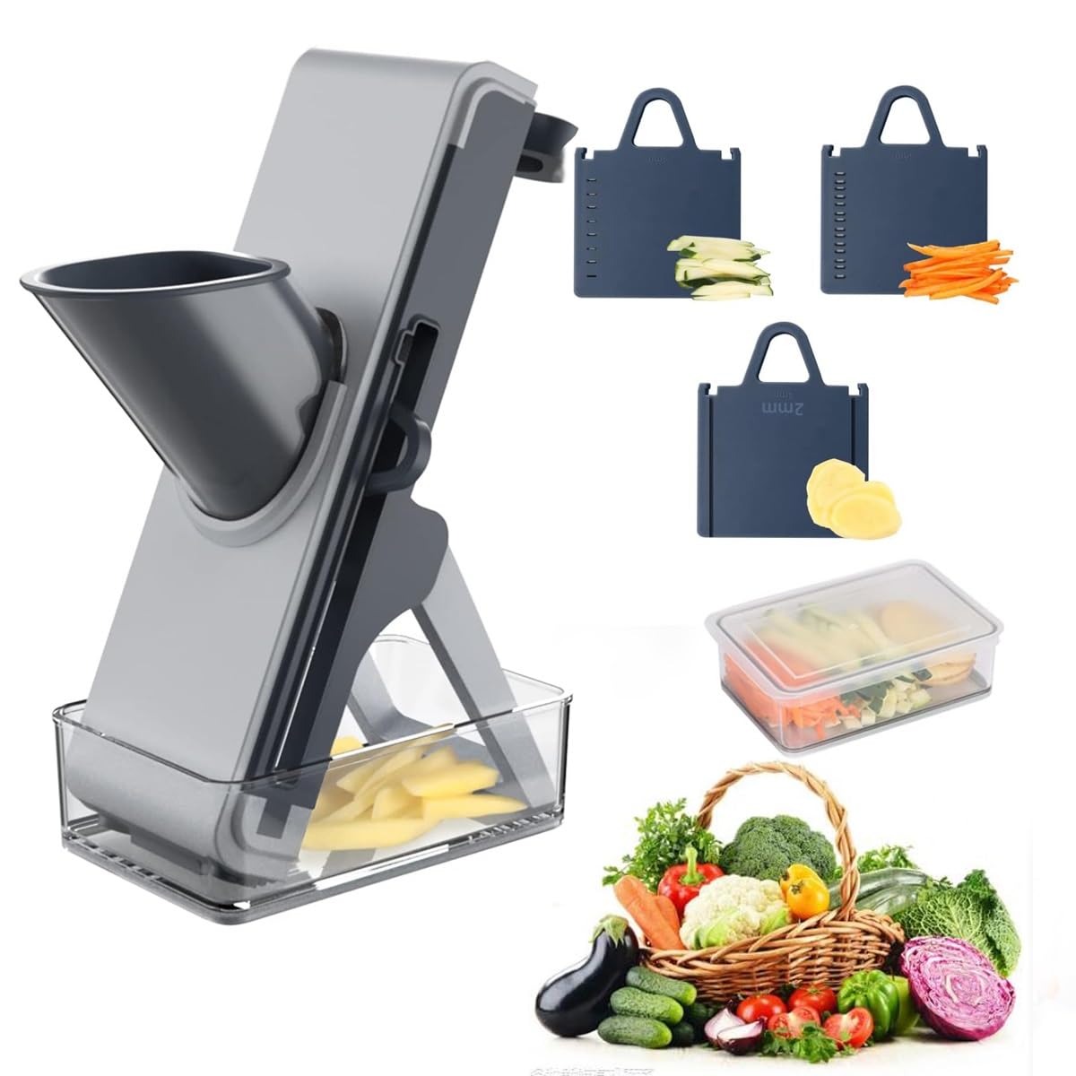 Affettatrice for verdure, affettatrice a mandolino for cucina, tagliapatate a cipolla, spessore regolabile, taglierina a cubetti julienne verticale, artefatto da cucina for patate, cipolle, cetrioli,