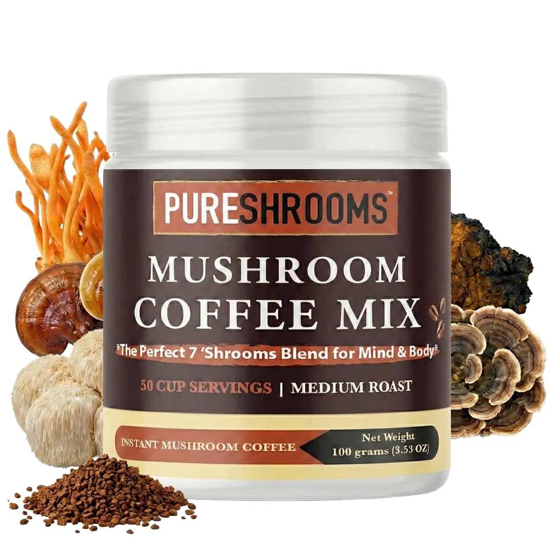 Amazon.com : PureShrooms Perfect 7 Mushroom Coffee - Instant