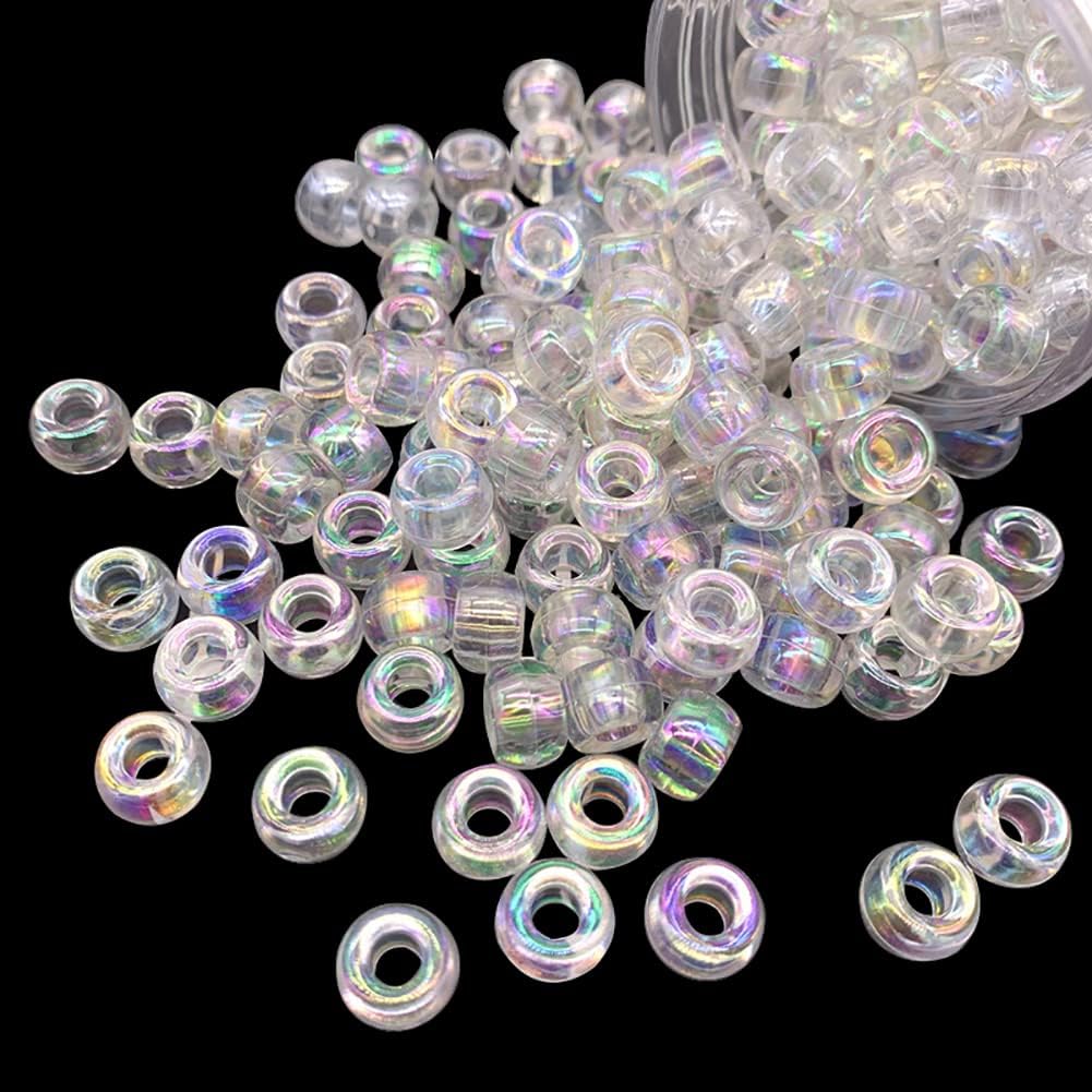100 X Perles Poney Opaque 9 Mm X 6 Mm Vert Glitter Sparkle