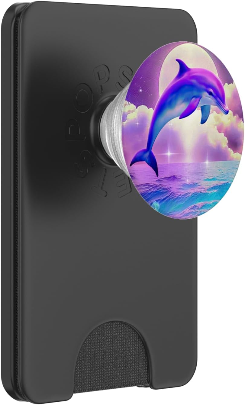 Fantasy Dolphin Cute Blue Galaxy Universe Stars PopSockets PopWallet for MagSafe