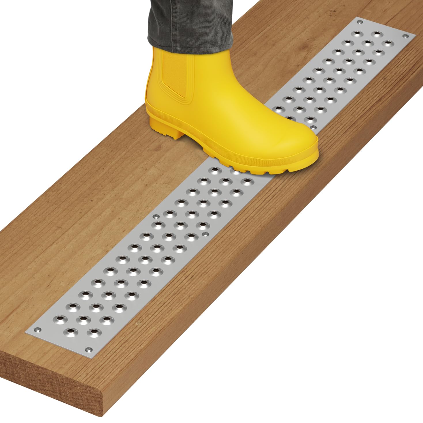 STEADY-STEP Aluminum Anti-Slip Stair Strip – 42 inch, Silver (Bare Aluminum) (10-Pack) – Screws Included – Made in Canada