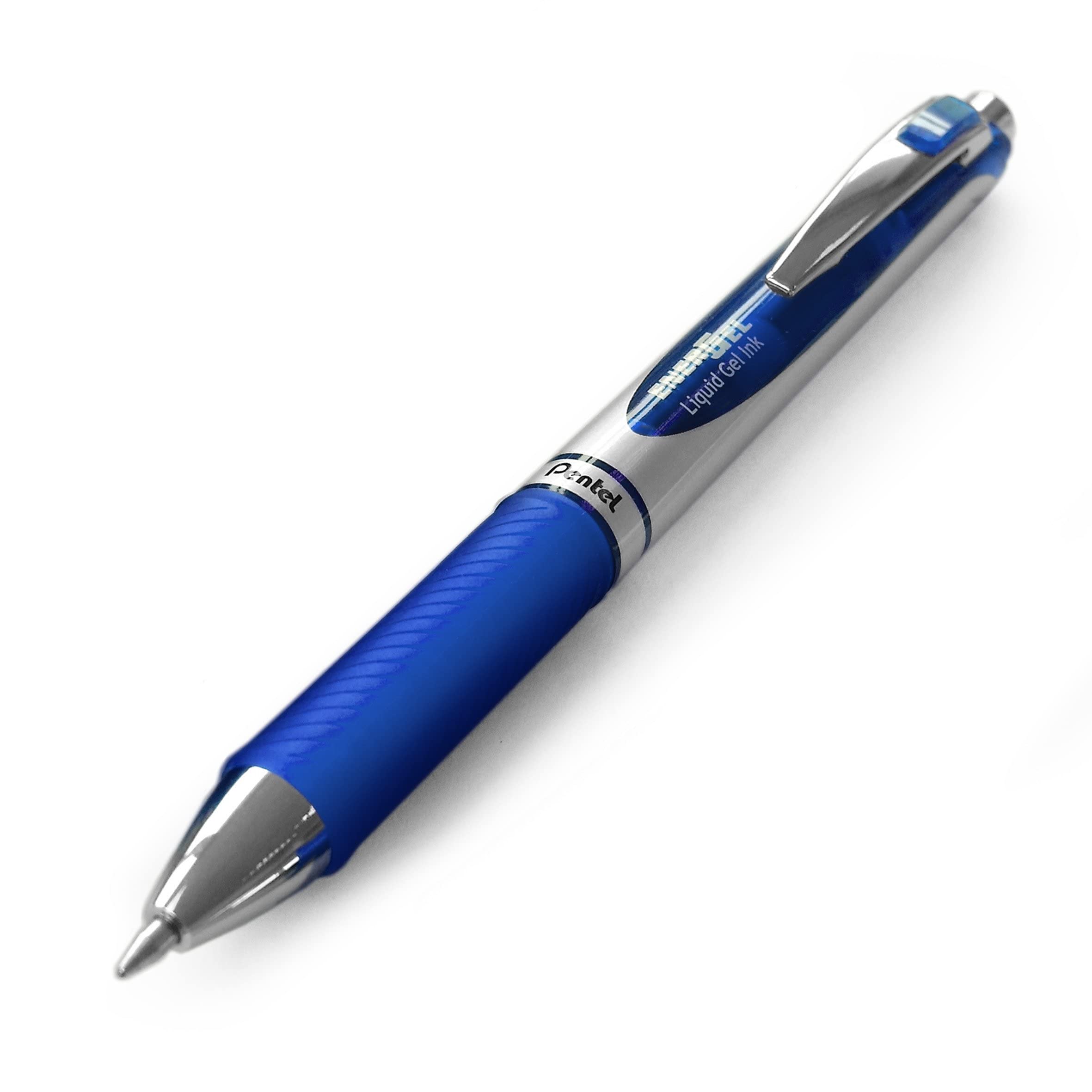 Pentel, EnerGel XM BL77, einschiebbarer flüssiger Gelschreiber, 0,7 mm, 54 % recycelt, 12 Stück blau