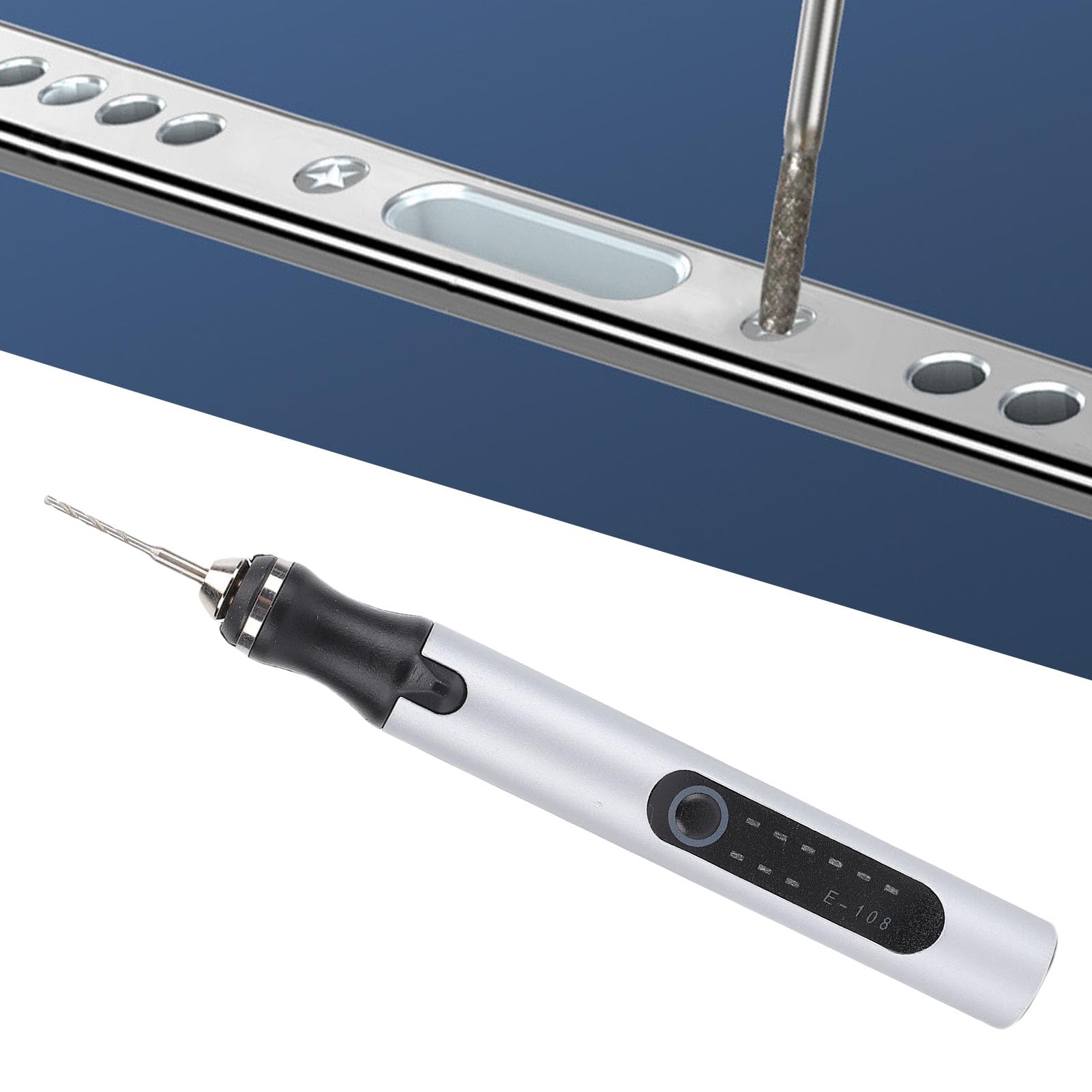 Penna per incisione elettrica multifunzionale con utensile rotante senza fili in lega di alluminio (Argento) | Ottieni incisioni e lucidature precise con questo strumento rotante senza fili per nail art su metallo, ceramica e vetro.