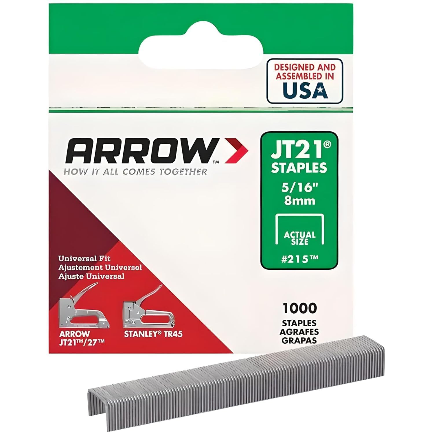 HOCHSTE® Arrow Jt21 T27 Staples 8mm 5/16in, Great Holding Power, Easy to Fire, Universal Fit, Ready for Action, Quality Construction, Feature Precision Points