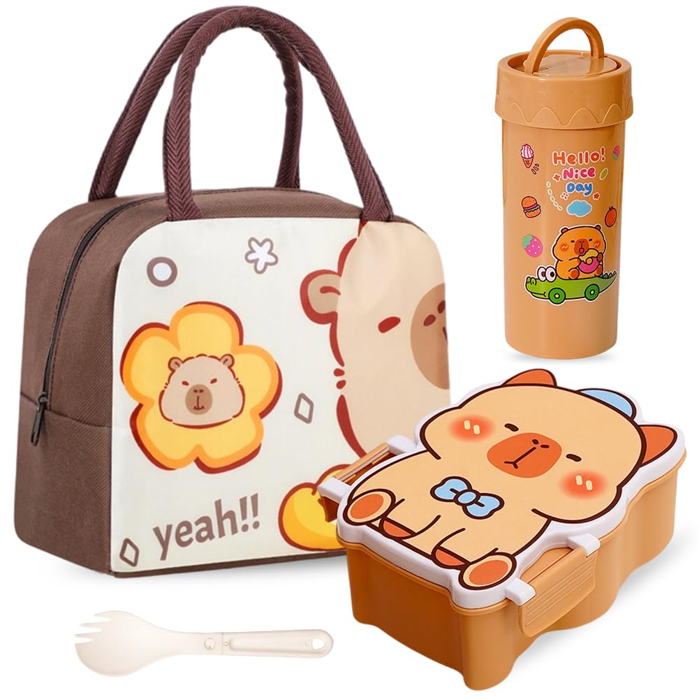 Allecto - Koeltas - Geïsoleerde Lunchbox - Schattige Capybara Print Voor Kinderen Dames School Werk Picknick Strand Cadeau Meisjes
