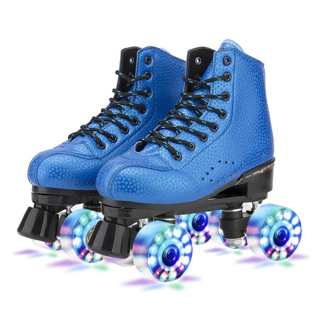 Pattini A Rotelle Per Donne Uomini Pattini A Rulli Classici, Pattini A Doppia Donne Adulti All'aperto in Alto Skate A Rulli Da Esterno, Per Adolescenti, Adulto,Blu,36