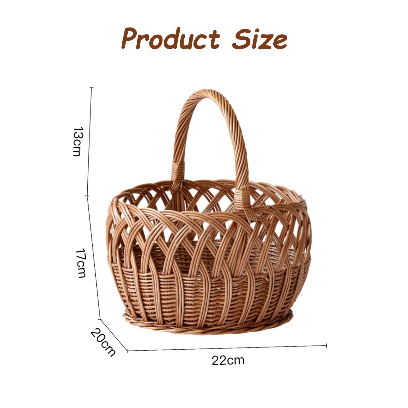 Panier de pique-nique ovale en osier avec poignée, organiseur pour le shopping, la maison, le camping, le jardin, le pain et plus encore – Parfait pour les réunions en plein air