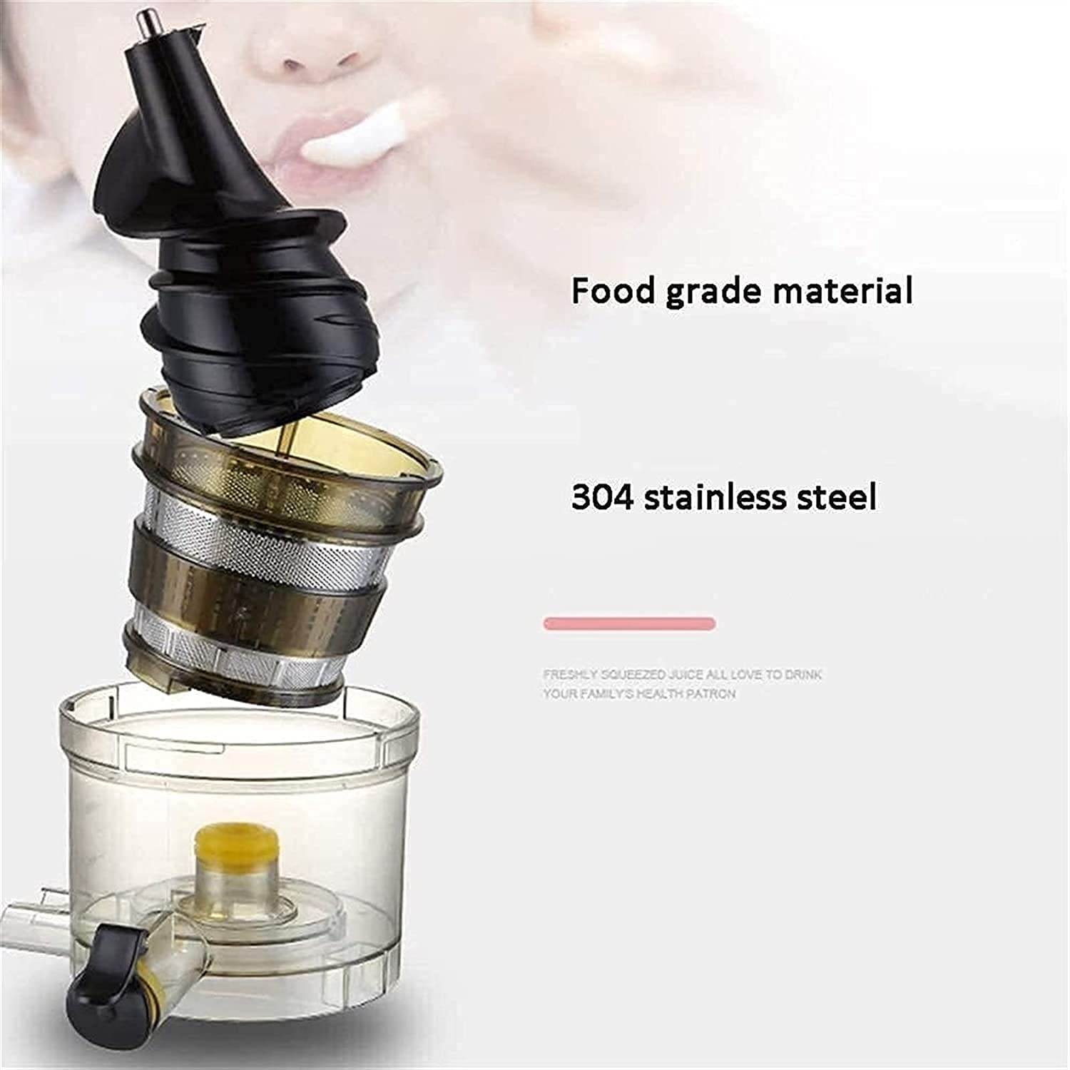 ERoomQ Slow Juicer, Slow Masticating Juicer Machine with Big Wide 80mm Chute, Cold Press Juicer for Nutrient Fruits and Vegetables