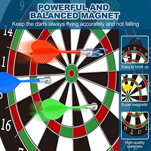 Gahoo Magnetic Dart Board, Safe Dart Game Toy For Kids, 12Pcs Magnetic Darts, Excellent Indoor Game And Party Game, Double Sided Dart Board Toys Gifts For 4 5 6 7 8 9 10-12 Years Old Boy Girl Adults #TOP3