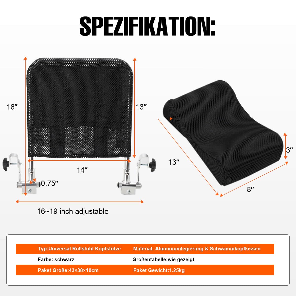 Universal-Rollstuhl-Kopfstütze, Rückenlehne, Nackenstütze, Atmungsaktiv, U Typ Kopfpolster, Verstellbar Höhe Und Winkel, Portable Neck Unterstützung Kissen Back für Reise Rollstuhl Zubehör