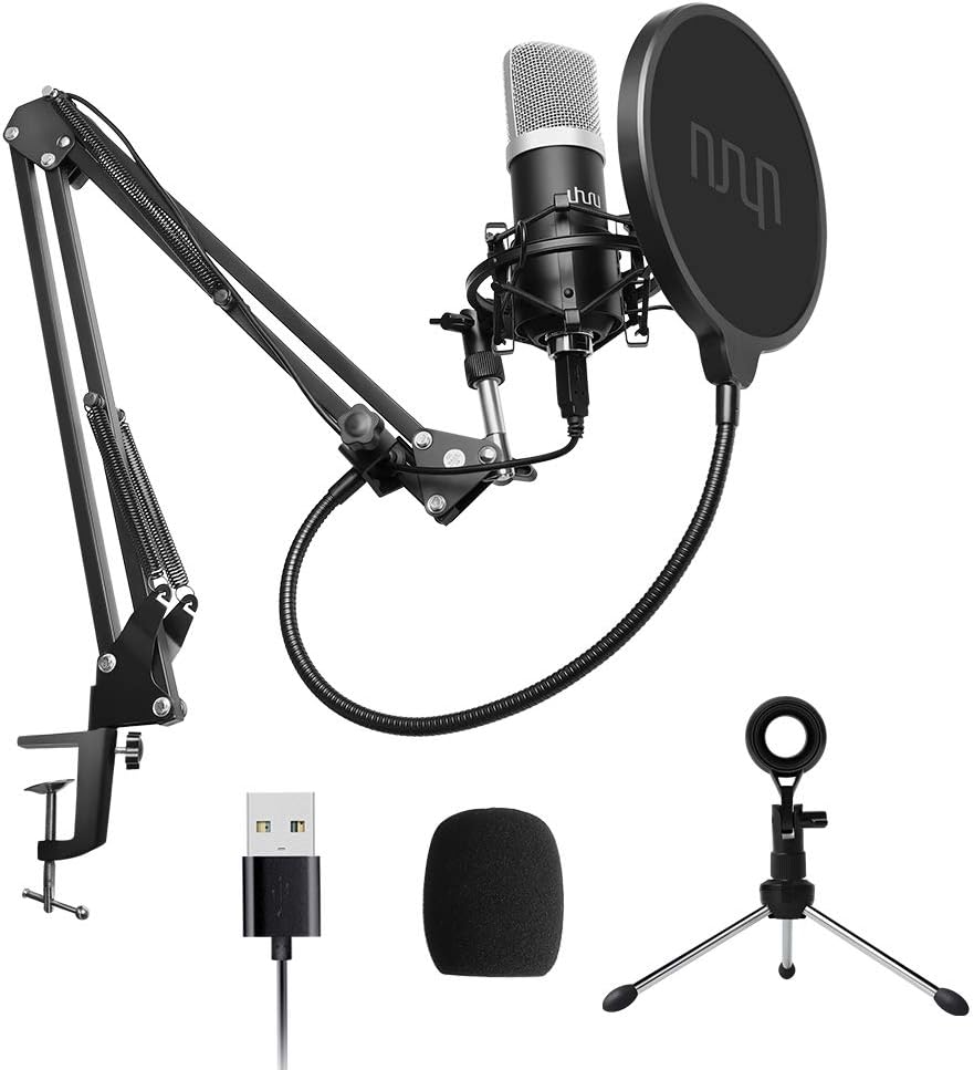 uhuru USB Microphone, Cardioid Condenser PC Microphone,Pop Filter,Shock Mount,Mic Stand for Gaming, Streaming, Podcast, YouTube, Twitch,Skype, Compatible with PC, Laptop, PS4 UM-980