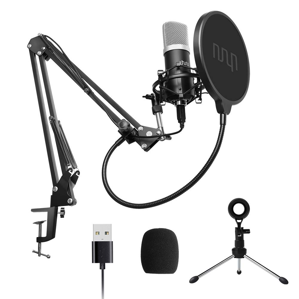 uhuru USB Microphone, Cardioid Condenser PC Microphone,Pop Filter,Shock Mount,Mic Stand for Gaming, Streaming, Podcast, YouTube, Twitch,Skype, Compatible with PC, Laptop, PS4 UM-980