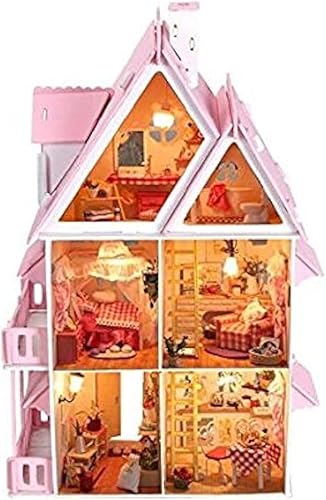 Miniatura 10 de NWFashion Casa de muñecas de ensueño de madera de 17 pulgadas, 2 pisos con muebles, kits de bricolaje para fiesta de Navidad (juegos de muebles