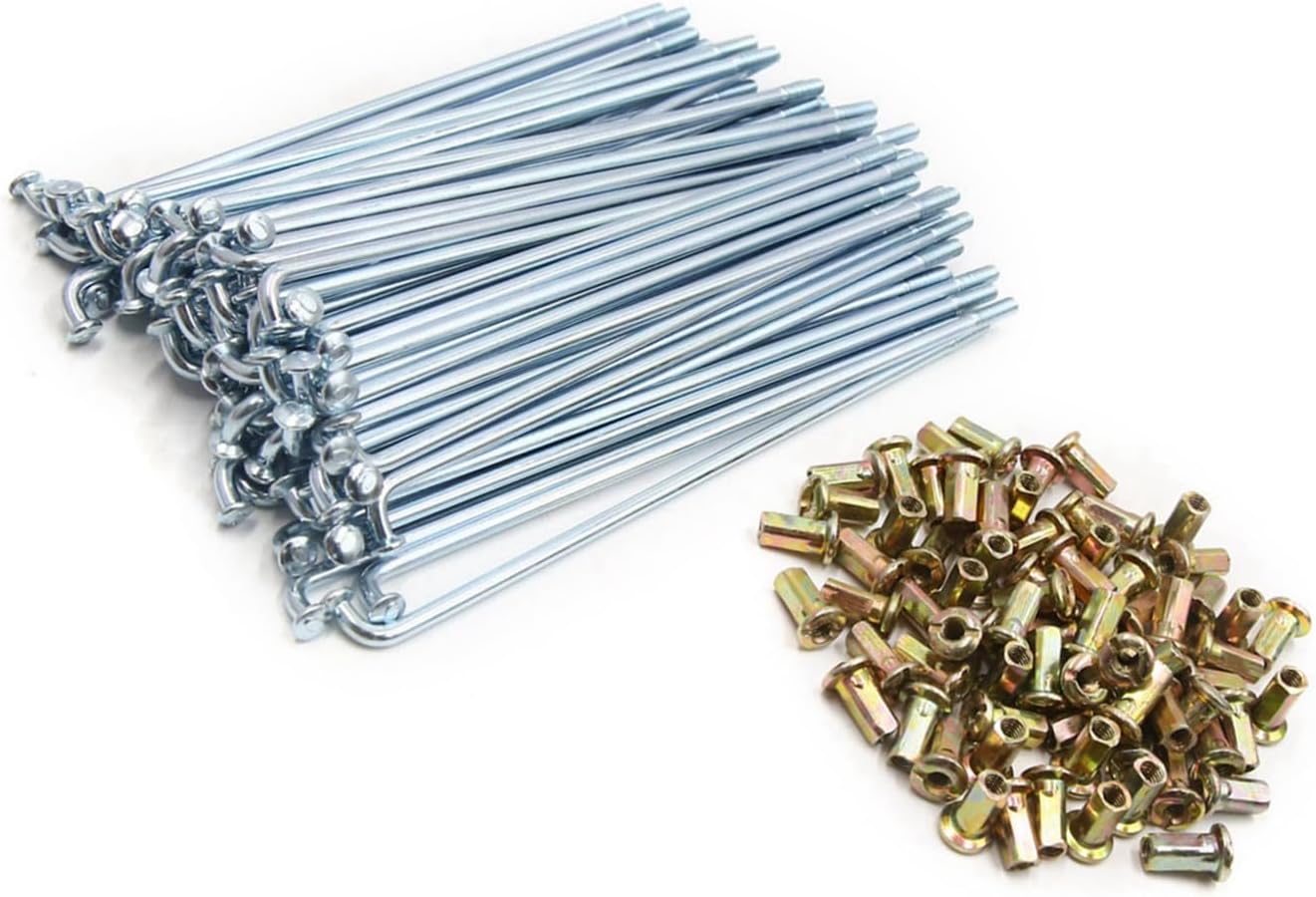 Motoforti 72pcs 4mm Thread Diameter Motorcycle Wheel Spokes with Nipples 160mm Length Long-lasting