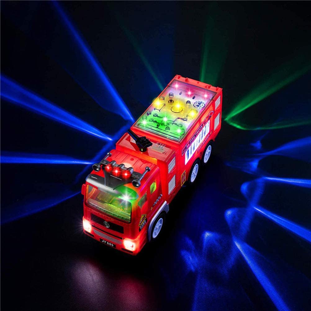 Rvtkak Fire Truck, Luminous Kids' Fire Truck Toy with Light & Sound, Neon Accessories, Ages 3-8