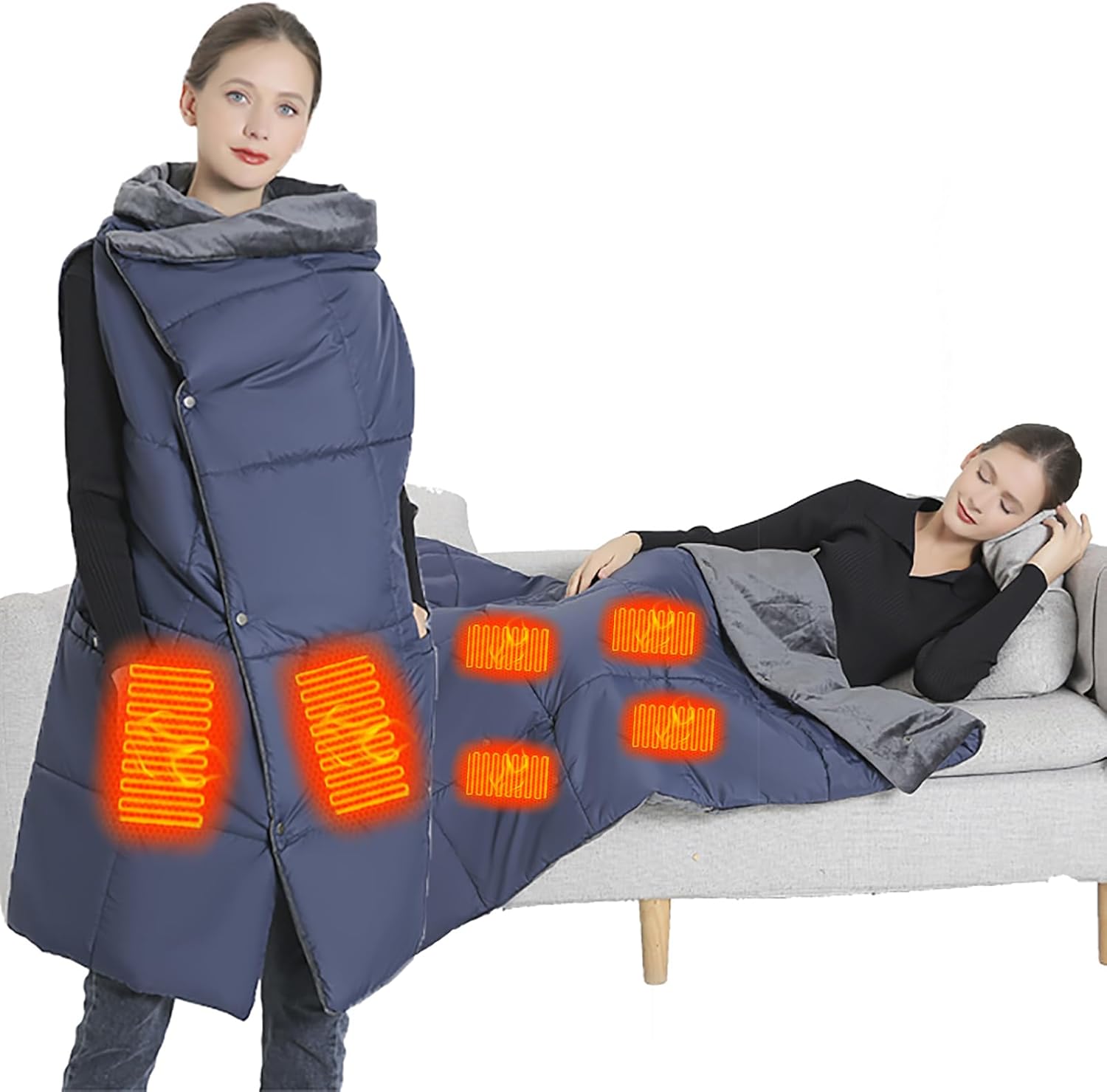 Electric Blanket,Heated Poncho Shawl,USB Cordless Heating Blanket,USB Heated Blanket