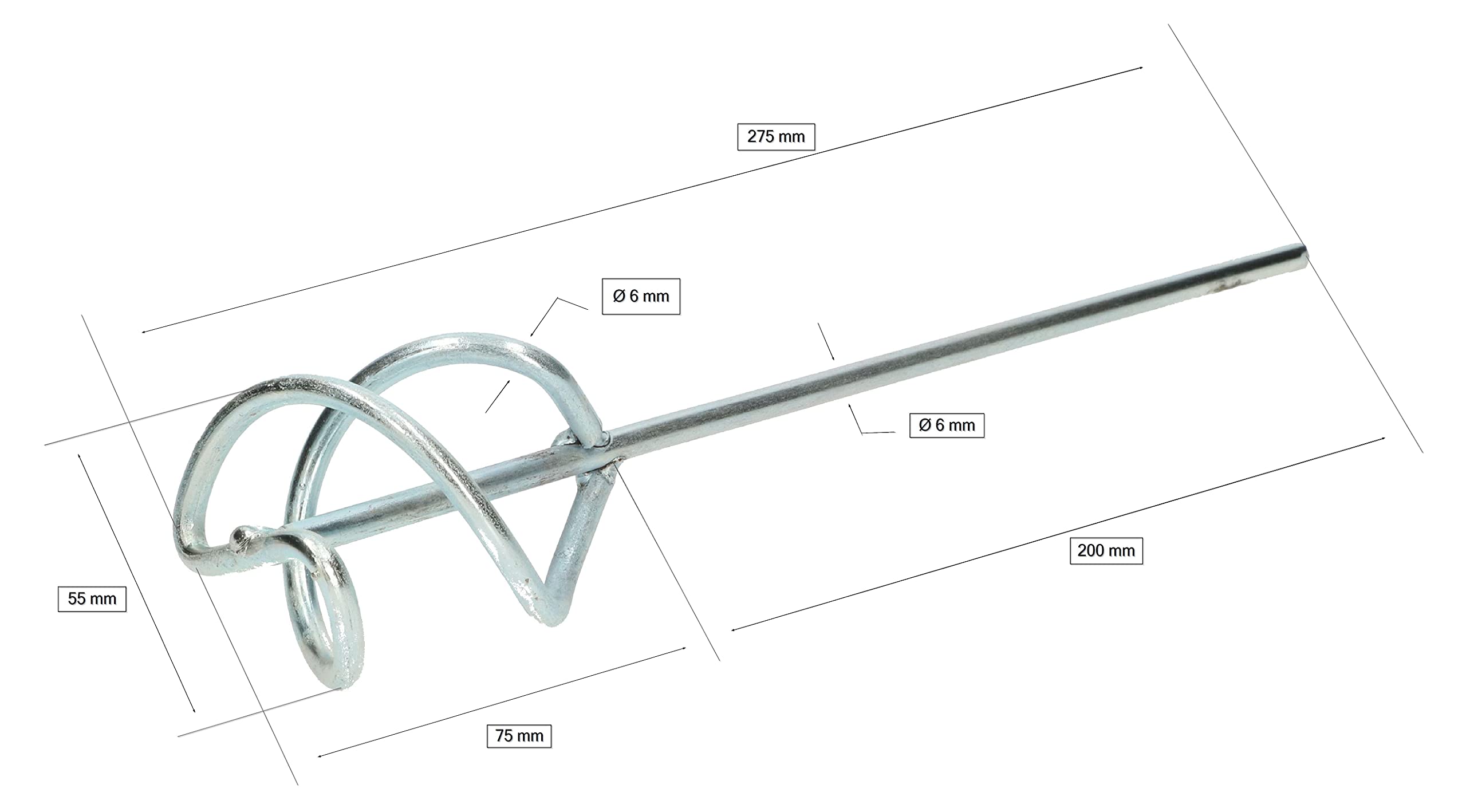 KOTARBAU® Varilla mezcladora 55 mm, Mezclador, Agitador de adhesivos, Mezclador de mortero, yeso, cemento, Cesta mezcladora espiral, Batidora de yeso para taladro, Acero galvanizado