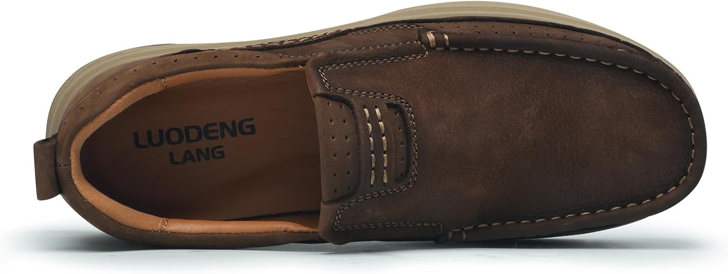 Mens Leather Slip On Casual Loafers Classic Outdoor Walking Hiking Dress for Work Office Shoes Comfortable - Image 4