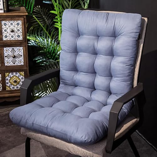 TYYCKJ Chair Cushion with Straps and Backrest, Garden Chair Cushions High Back with Soft Filling, Armchair Cushion Pad,Seat Cushions Upholstery for Garden Outdoor Furniture,Gray Blue,45 * 155cm