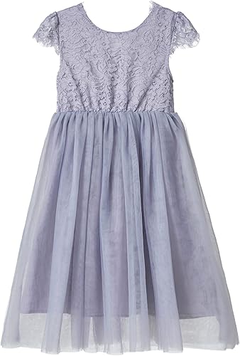 Niyage Vestido de fiesta de princesa de tul para niñas pequeñas, elegante vestido de encaje con espalda en V