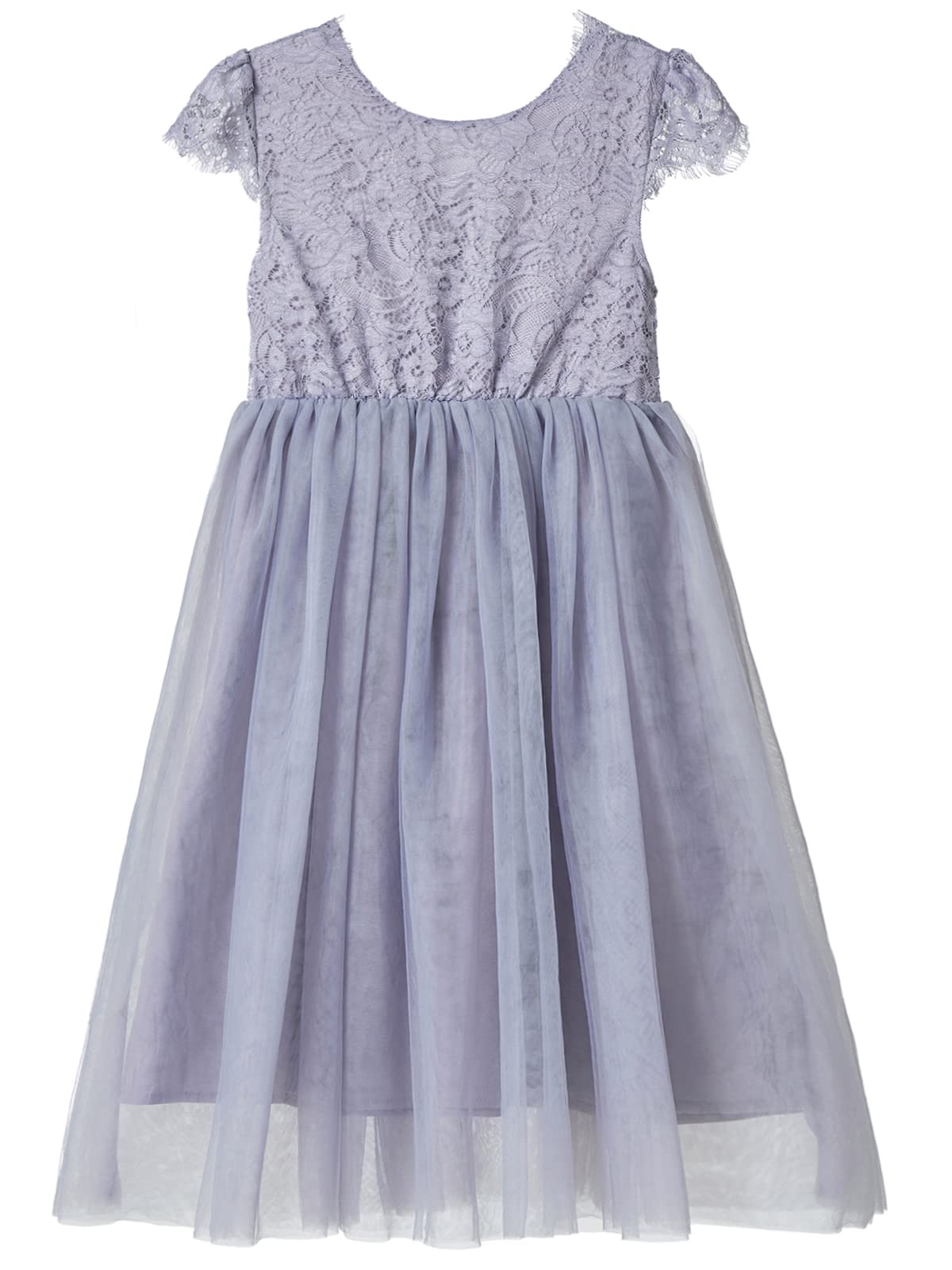 Niyage Toddler Girls Tulle Princess Party Dress Baby Elegant V-Back Lace Flower Girl Dresses