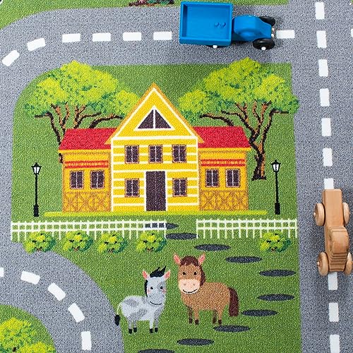 Tapete Deco SAFAVIEH Kids Playhouse 166x112 cm Verde/Gris miniatura 6
