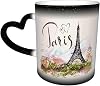 Eiffel Tower Heat Sensitive Color Changing Mug Funny Creative Ceramic Coffee Mugs for Office and Home Gift