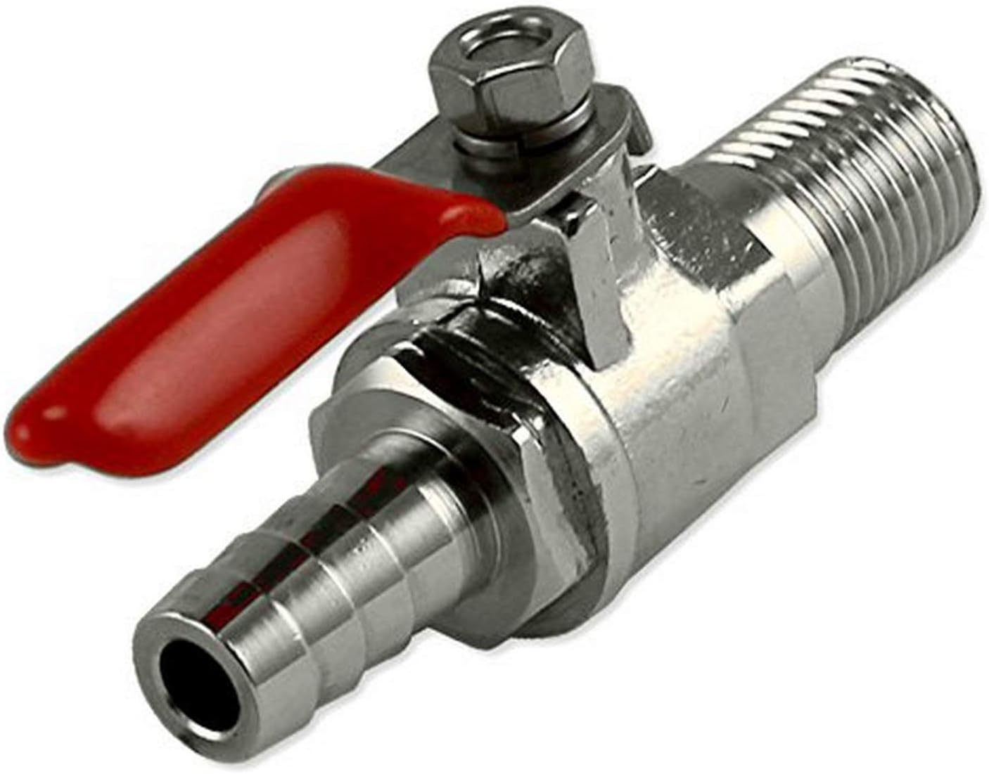 Bev Rite 3/8" Barb Air / CO2 Shutoff Valve-1/4 NPT x, Silver
