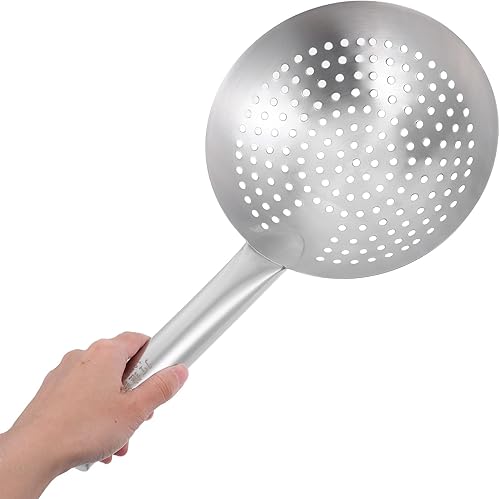 Miniatura 4 de YARDWE Cuchara de acero inoxidable para desnatar, colador ranurado, cucharón de malla fina, filtro de aceite, cucharada de colador de mandarina para