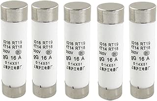 Aexit 500V 16A Fuses Ceramic Tube Cylindrical Fuse Links 14 x 51mm (Bag Fuse Links of 5)