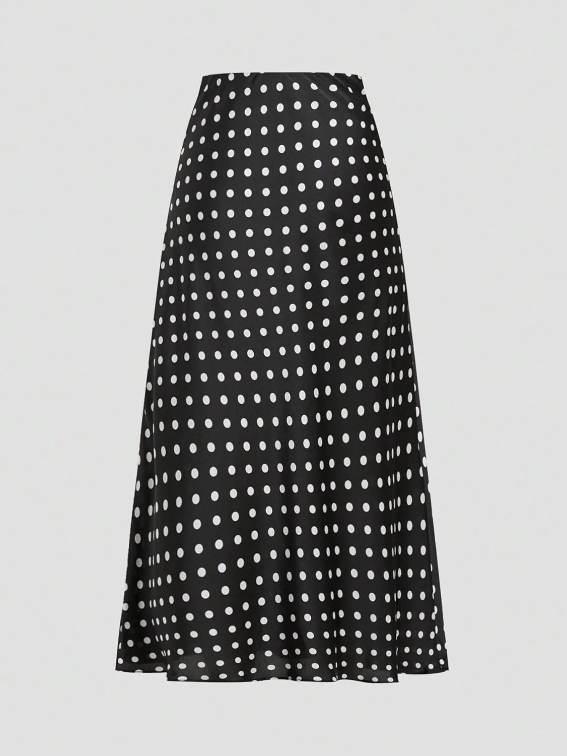 LOFAAC Women Elegant Polka Dot Satin Midi Skirts Vintage High Waisted Flowy Swing Going Out Silk Long Skirt - Image 3