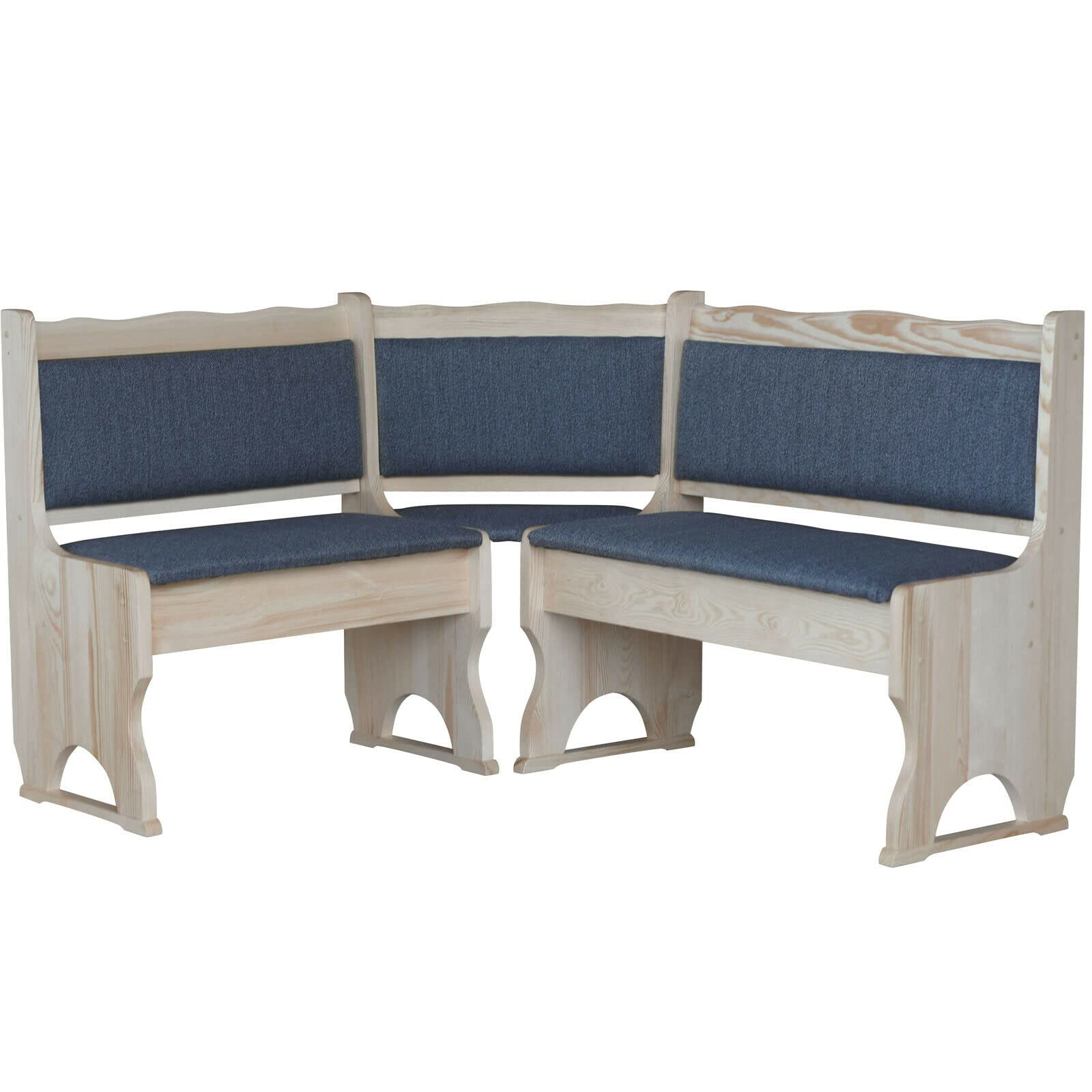 k koma Eckbank aus Massivholz mit Polsterung – Naturbelassen & Modern, Dunkelgrau, Unbehandelt (100 x 120 cm) Küche, Haushalt & Wohnen