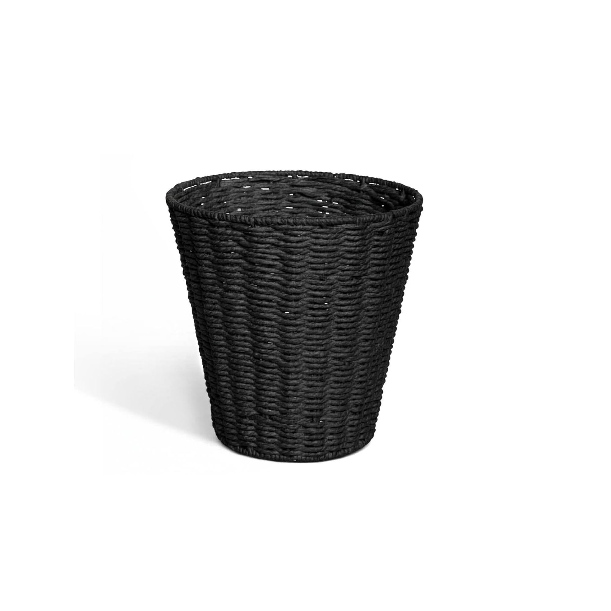 Vencier Round Waste Paper Basket Bin - Rubbish Bin for Bedroom, Bathroom, Offices or Home (Black)