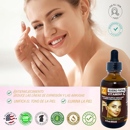 Miniatura 2 de Sérum Facial Renovador con Ácido Hialurónico Hidratante Antiarrugas, Iluminador y Unificador de Tono Tratamientos anti-edad Vitamina C Cuidado de la
