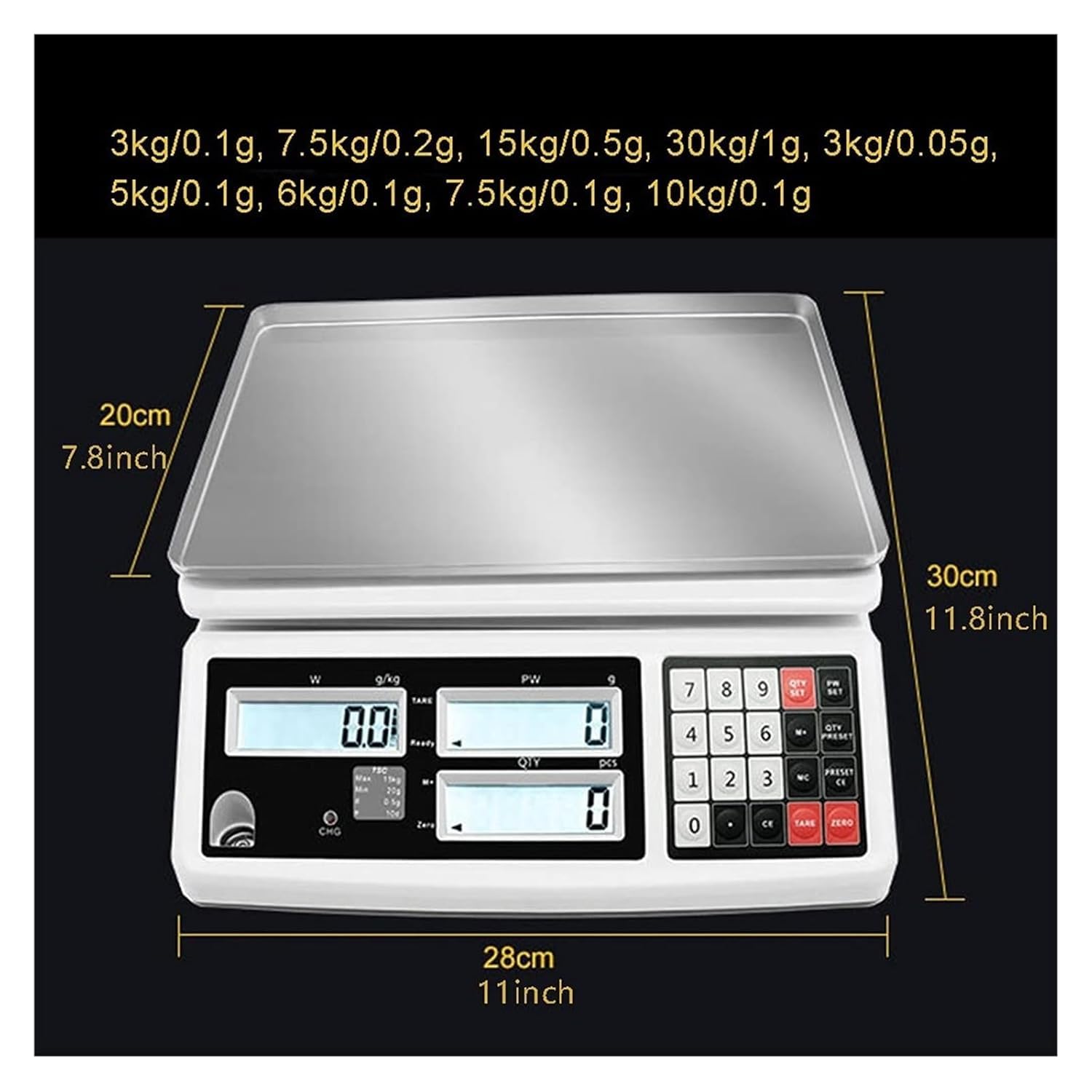 Balanze digitali per conteggio di pezzi, Bilancia elettronica di precisione, Bilancia grammi, Bilancia da laboratorio, Bilancia industriale digitale (Dimensione: 30 kg/1 g)