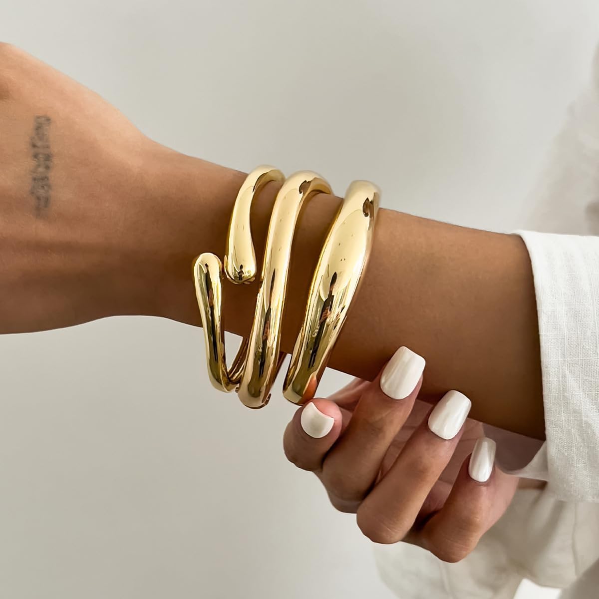 2/3/6pcs Chunky Gold Bangle Cuff Bracelets for Women, Dainty 14K Gold Plated Stackable Bangles Bracelet Set Jewelry Gift - Image 5