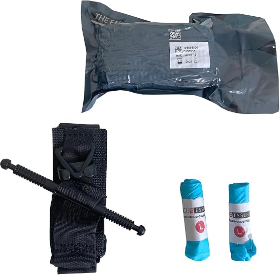 Rescue Essentials Tactical Ankle Medical Kit Compact IFAK Trauma Kit with Tourniquet, Israeli Bandage & Gloves Black Nylon Ankle Holster for Law Enforcement, EMS & Everyday Carry (1 Kit)