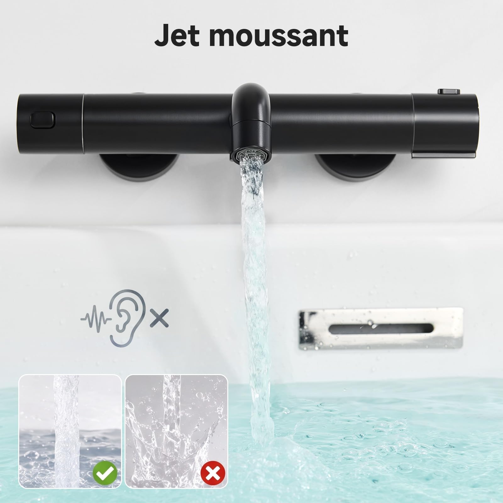 Auralum Mitigeur Douche Thermostatique - Robinet Thermostatique de Douche en Inox 304 avec Verrouillage 38°C - Anti-brûlure - 2 Fonctions pour Bain et Baignoire-Contrôle de la température - Noir