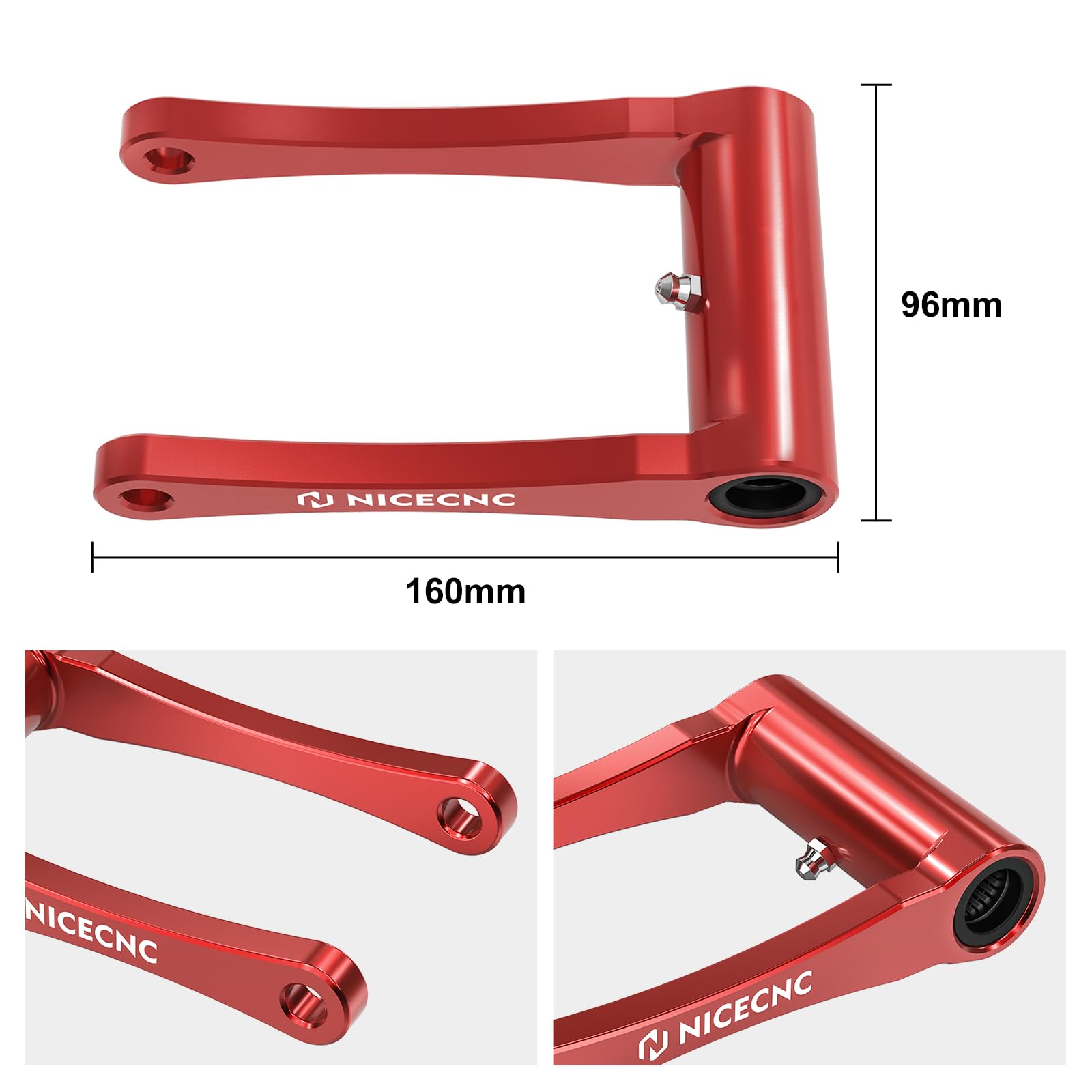 NICECNC Tieferlegungslenker-Kit Compatible with Honda CRF300L Rally 2021-2024, CRF300L 2021-2024, eloxiert, CNC-gefräst, 1,75 Zoll, Ersatz für 52475-K1T-E10, Aluminium, rot