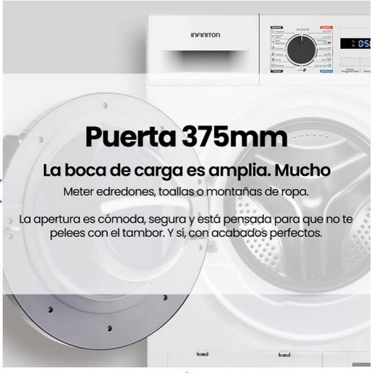 Secadora Bomba de Calor Infiniton SD-A85BB, 8 kg, 85 cm de Altura, 14 Programas, Función Antiarrugas, E, Cesto interior de acero galvanizado, Pórtico extra grande con 375mm (SD-A85BB || Blanco)