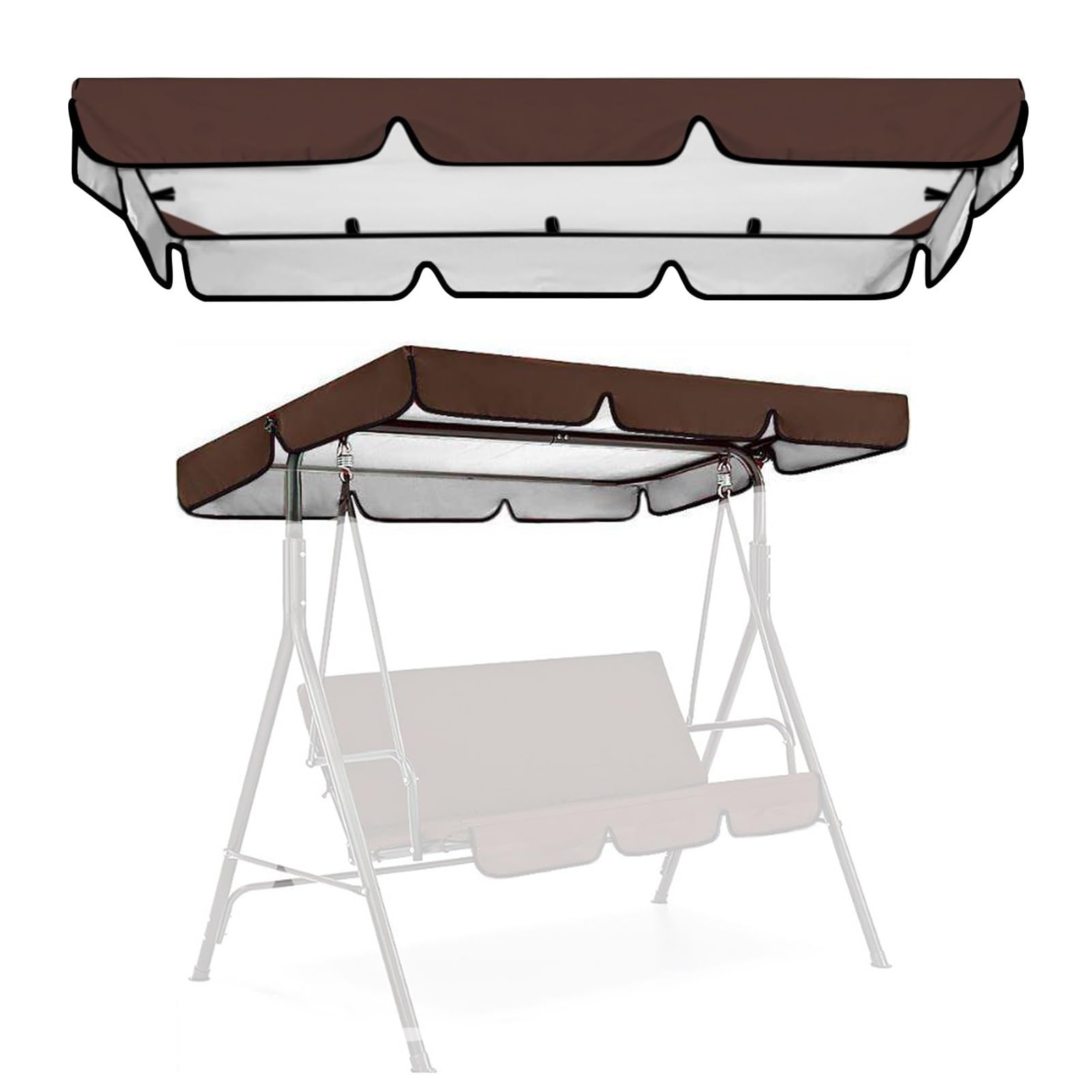 Copertura di ricambio per dondolo, cubierta toldo para columpio a 2-3 posti, tettuccio impermeabile per giardino, terrazzo, patio, sedia a dondolo(Brown,190x132x15cm)