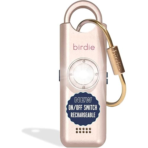 She’s Birdie 3.0 New Version – The Original Personal Safety Alarm for Women by Women–Loud Siren, Flash Light and Rechargeable Battery in a Variety of Colors (Metallic Rose Pink)