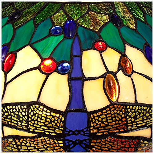Robert Louis Tiffany Traditional Tiffany Style Table Lamp 24" High Dark Bronze Brown Tree Motif Dragonfly Antique Art Glass Shade Decor For Living Room Bedroom House Bedside Nightstand Home Office #TOP2