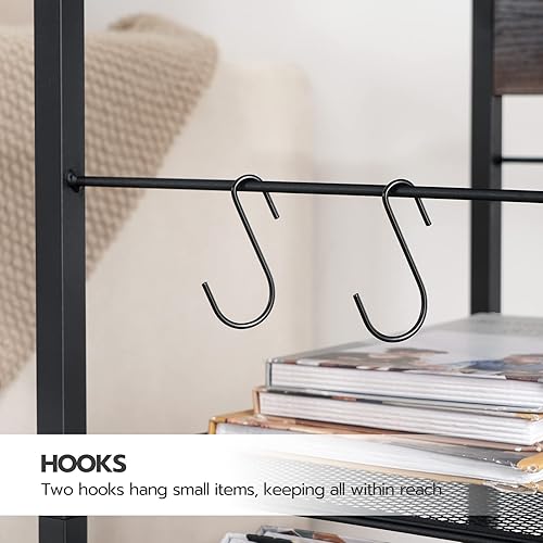 Vista 7 de HOOBRO Industrial Printer Stand, 3-Tier Mobile Printer Table, Rolling Cart with Power Outlets and USB Ports, Home Printer Stand with 2 Hooks, for