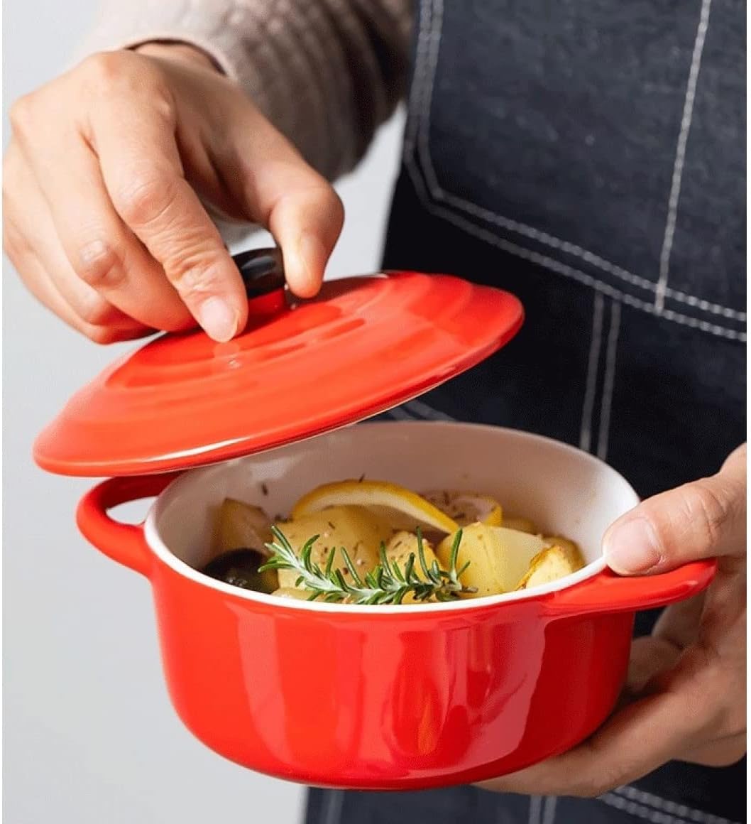 Mini Caçarola Gourmet Redonda Em Porcelana Vermelha 500ml - imagem principal do produto