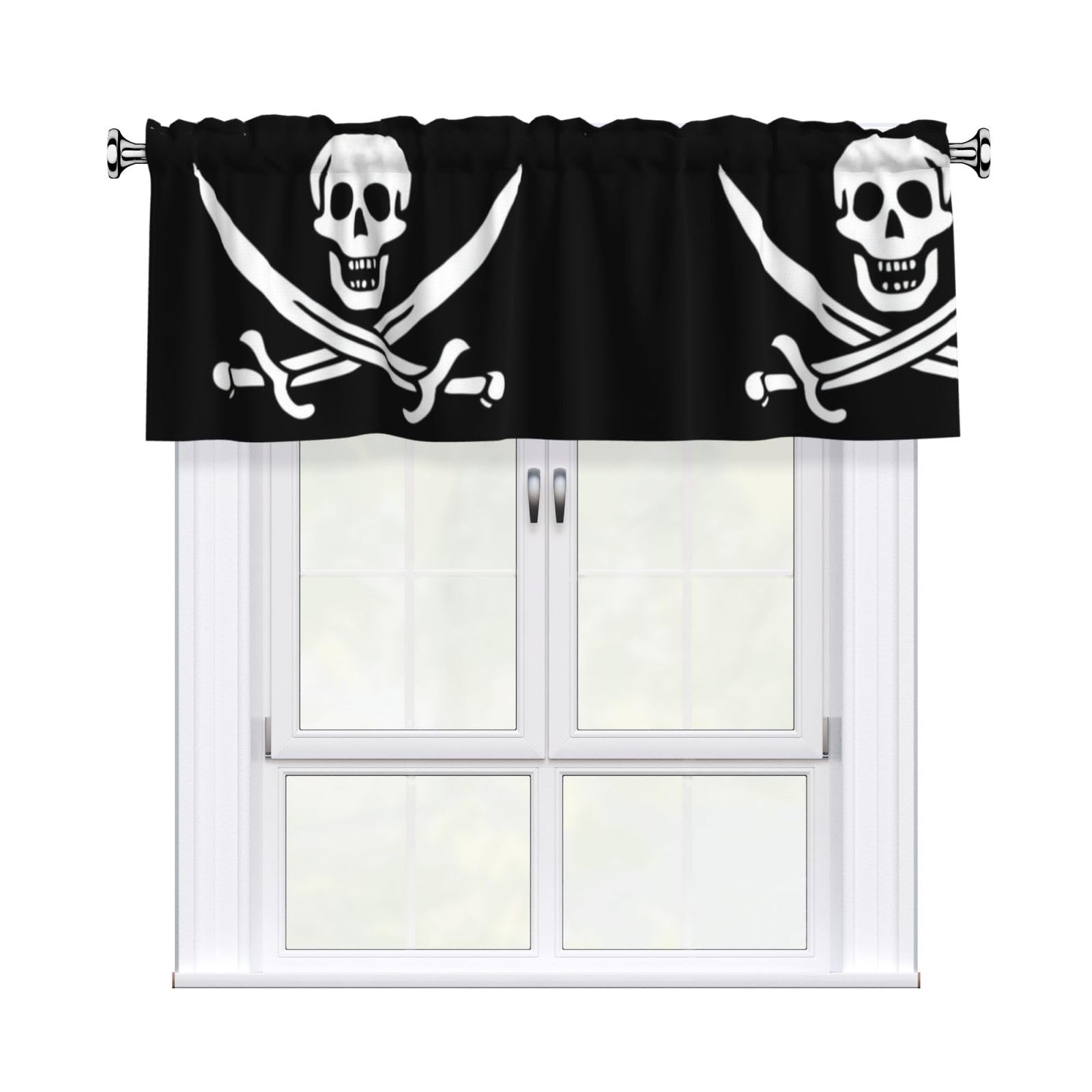 YYHHAOFA Pirate Flag Prints Durable Kitchen Window Layer – 54x18 Inch 100% Polyester Valance with Precision Construction