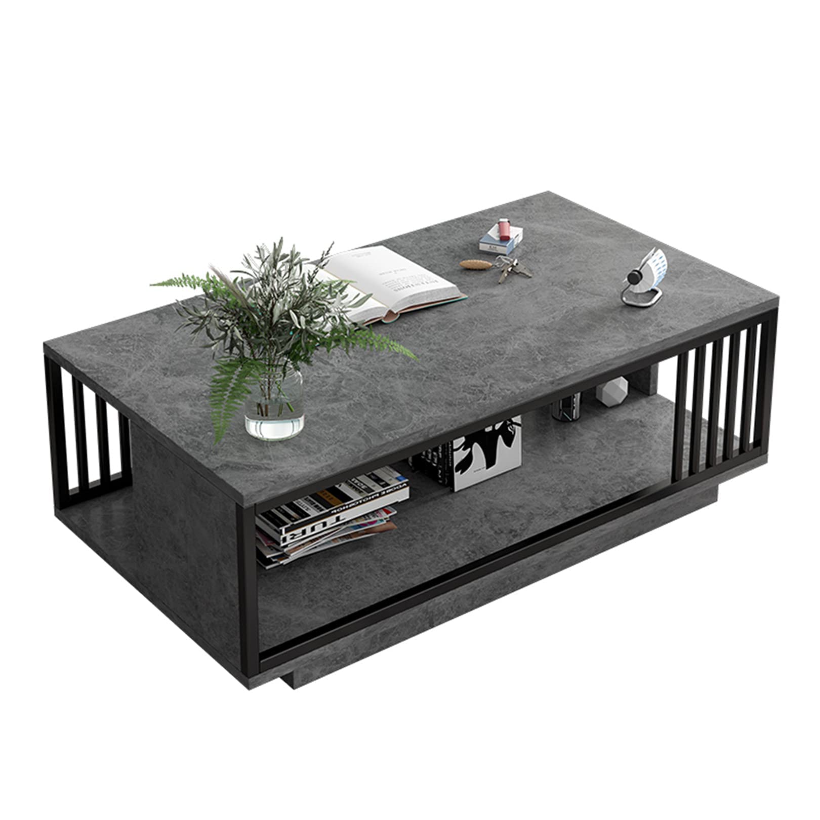 Table basse ronde moderne 100 cm avec 2 étagères pour salon