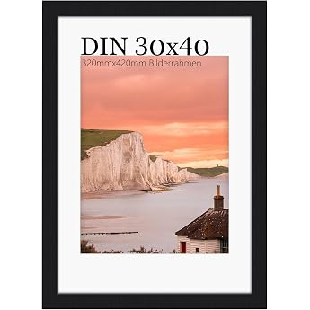 Wooden Composite Picture Frame 30 x 40 cm Transparent Plastic Glass Wall Mounted Vertical & Horizontal Classic Poster Frame for Living Room Office Gallery Black