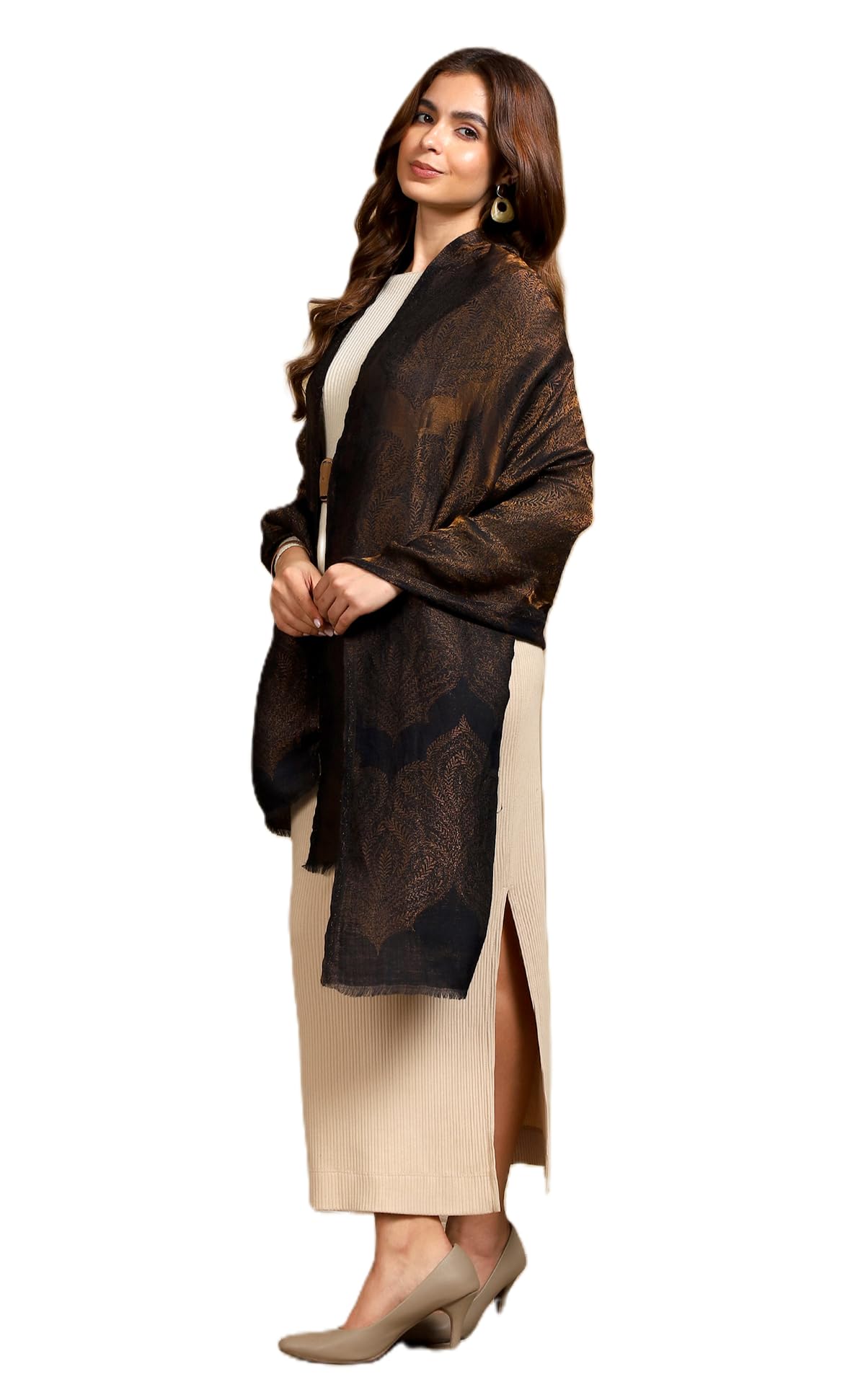 Women 100% Fine Wool Reversible Stole Moonlight Collection (Size: 71 x 203cm)-picture-30