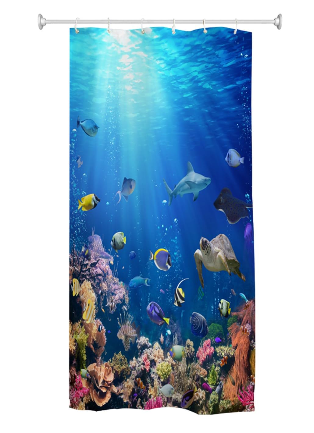 goodbath Narrow Shower Curtain 90cm Wide,Ocean Underwater World Tropical Anti Mould Waterproof Fabric Bath Curtains for Bathroom Bathtub 90 x 180 cm,Bright Blue - Image 3